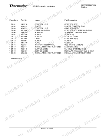 Схема №2 KBUDT4260A 42" SXS REFRIG (SS) PRO HDL с изображением Вставка для электропосудомоечной машины Bosch 00491983